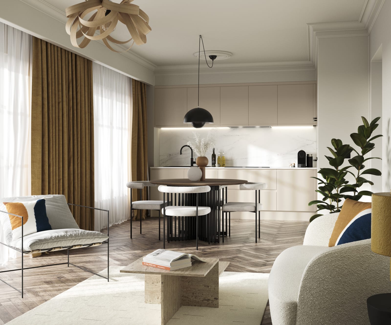 Luna in the shade Pebble is the ideal base for a minimalist kitchen design with its integrated handle that gives any kitchen a beautiful, sleek finish.