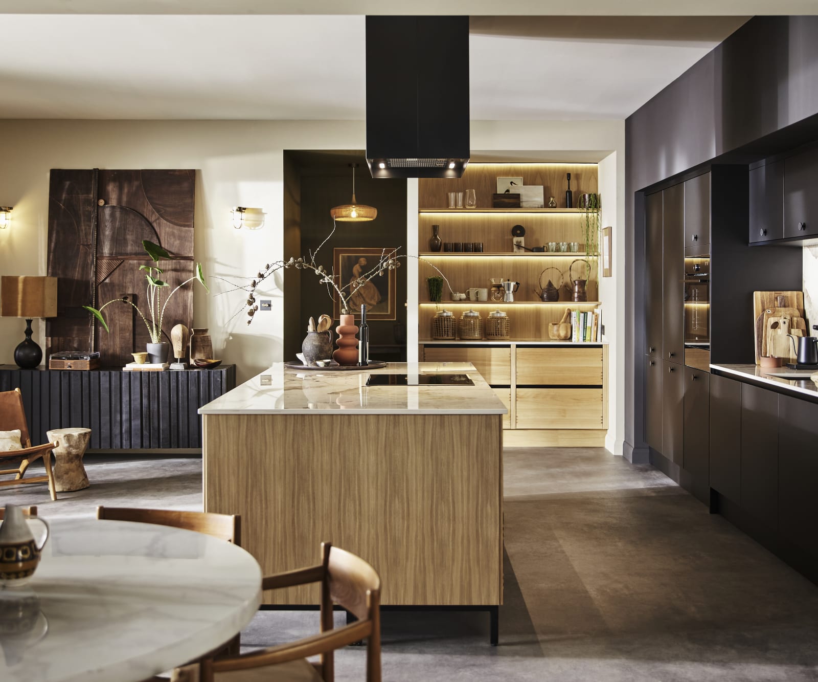 Magnet's Mindful World kitchen concept - An amalgamation of two contemporary kitchen ranges, creating elegance in contrast – and crafted woodwork, inspired by wood craft.