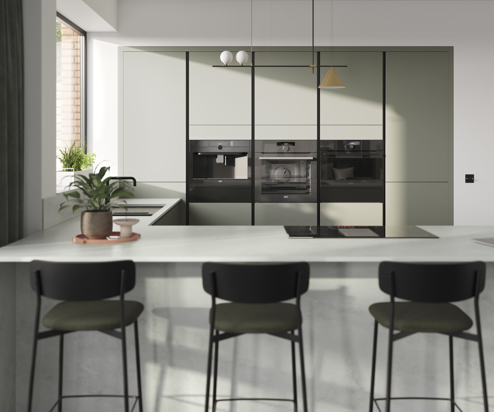 Integra Misty moors is a frameless slab door with integrated handles in a smooth paint finish.