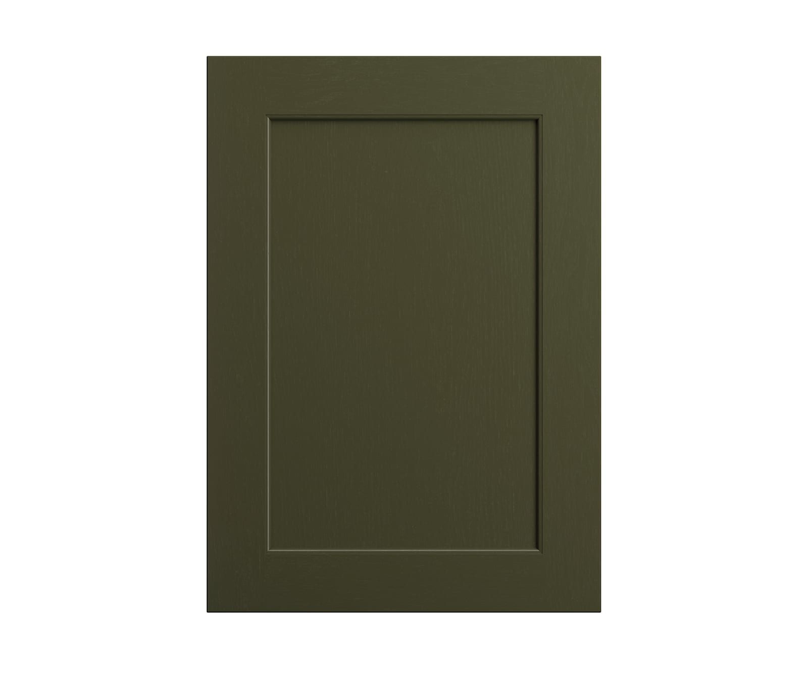 Shaker-style panelled frontal with tactile woodgrain from Magnet in green shade Tailored Green