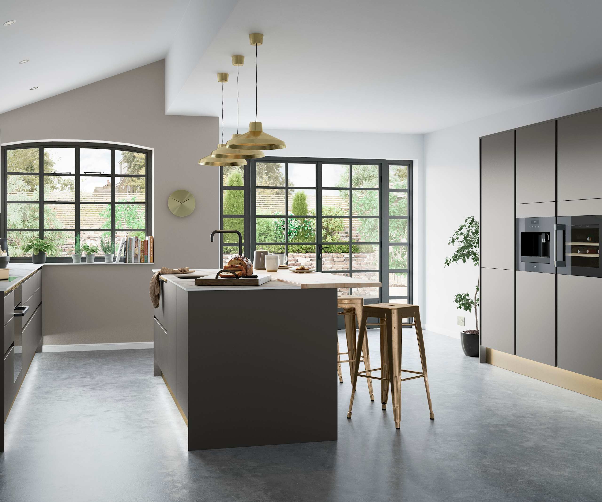 Integra Nova by Magnet. Matt finished handless option with trim brushed in aluminium for a high end feel.