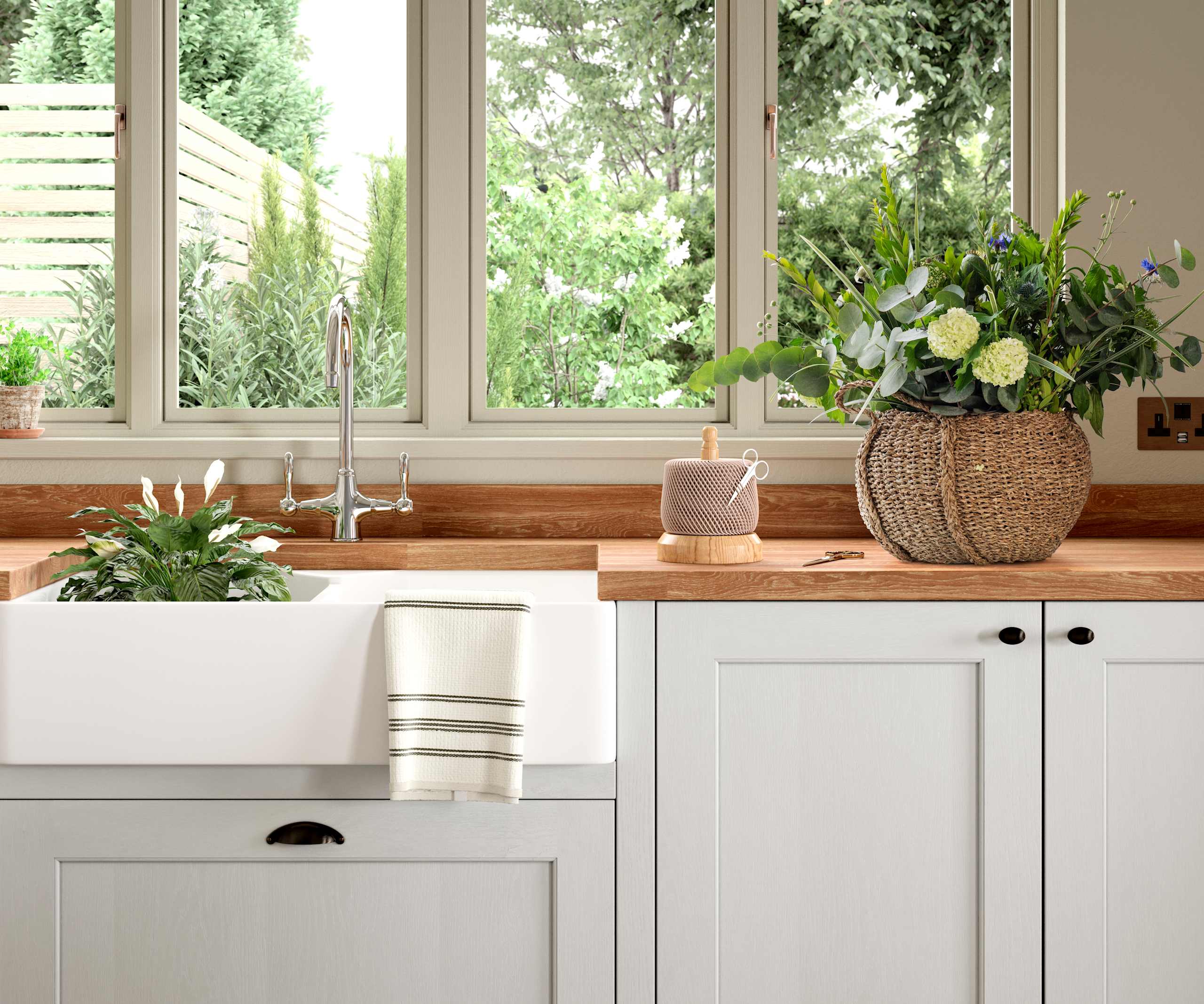 Ludlow kitchen. Our latest Shaker door, with a modern country-style. Available in all 20 Magnet Create colours.