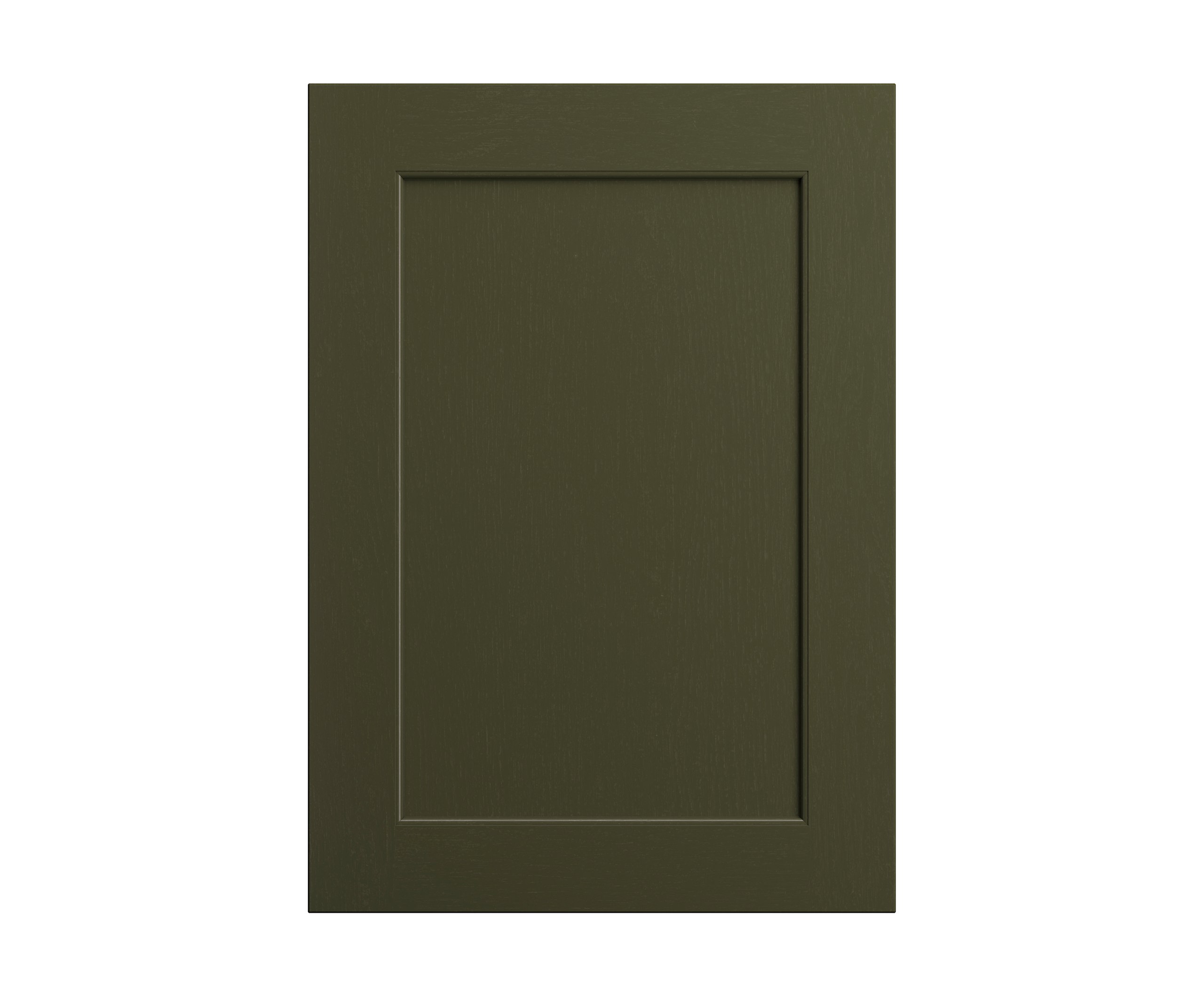 Shaker-style panelled frontal with tactile woodgrain from Magnet in green shade Tailored Green