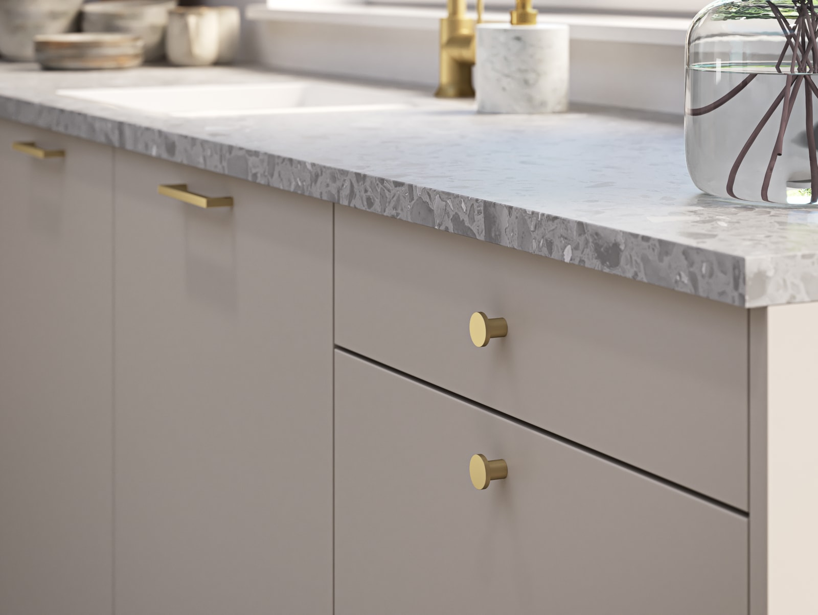 Soho from Magnet. Bold slab doors style this premium contemporary kitchen design available in 20 colours.
