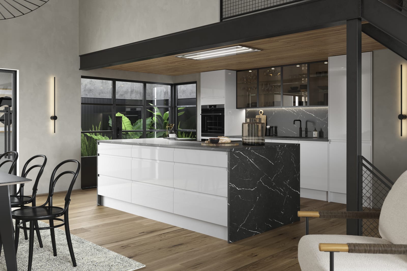 Luna Kitchen from Magnet. An affordable handless look with integrated J Pull doors for a stylish and modern look.