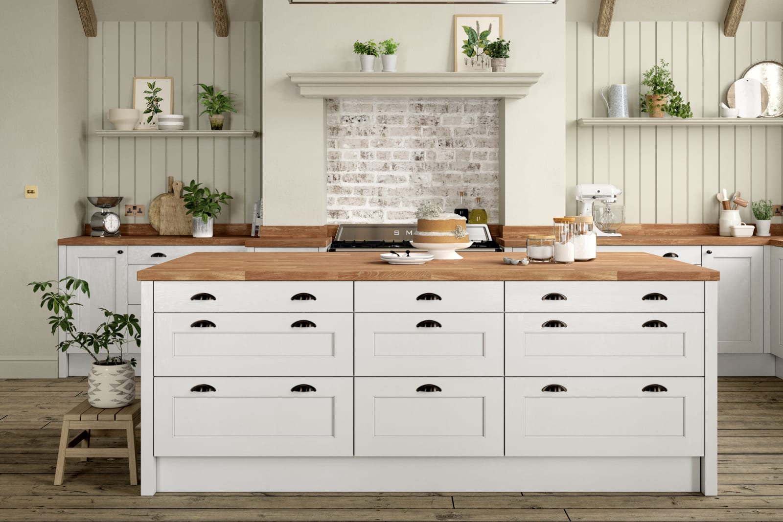 Ludlow kitchen. Our latest Shaker door, with a modern country-style. Available in all 20 Magnet Create colours.