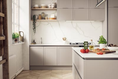 Integra Dunham Kitchen by Magnet. Premium painted matt finish with unique door style available in 20 colours.