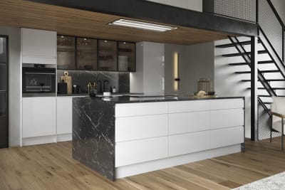 Luna Kitchen from Magnet. An affordable handless look with integrated J Pull doors for a stylish and modern look.