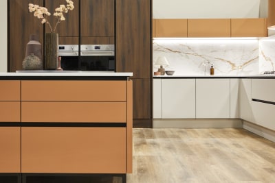 Integra Soho Nutmeg combined with Integra Nordic Nature, our innovative Scandinavian kitchen design concept.