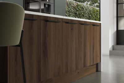 Contemporary clean lines and organic woodgrain texture in an elegant kitchen range designed for modern living.