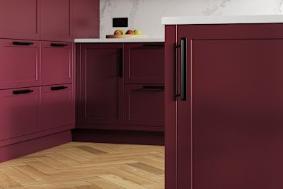 Dunham in shade Morello has a thin frame and smooth painted finish with no visible woodgrain, providing a contemporary feel to a traditional look.