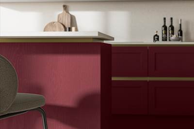 Handleless Shaker kitchen Integra Wardley Morello is traditional and contemporary with its narrow frame door with integrated handles and a painted timber finish.