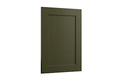 Shaker-style panelled frontal with tactile woodgrain from Magnet in green shade Tailored Green