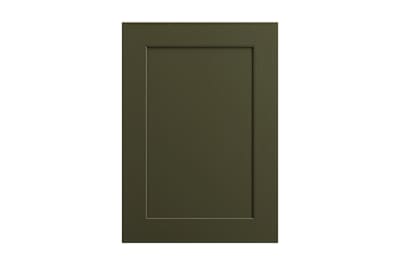 Shaker-style panelled frontal with tactile woodgrain from Magnet in green shade Tailored Green
