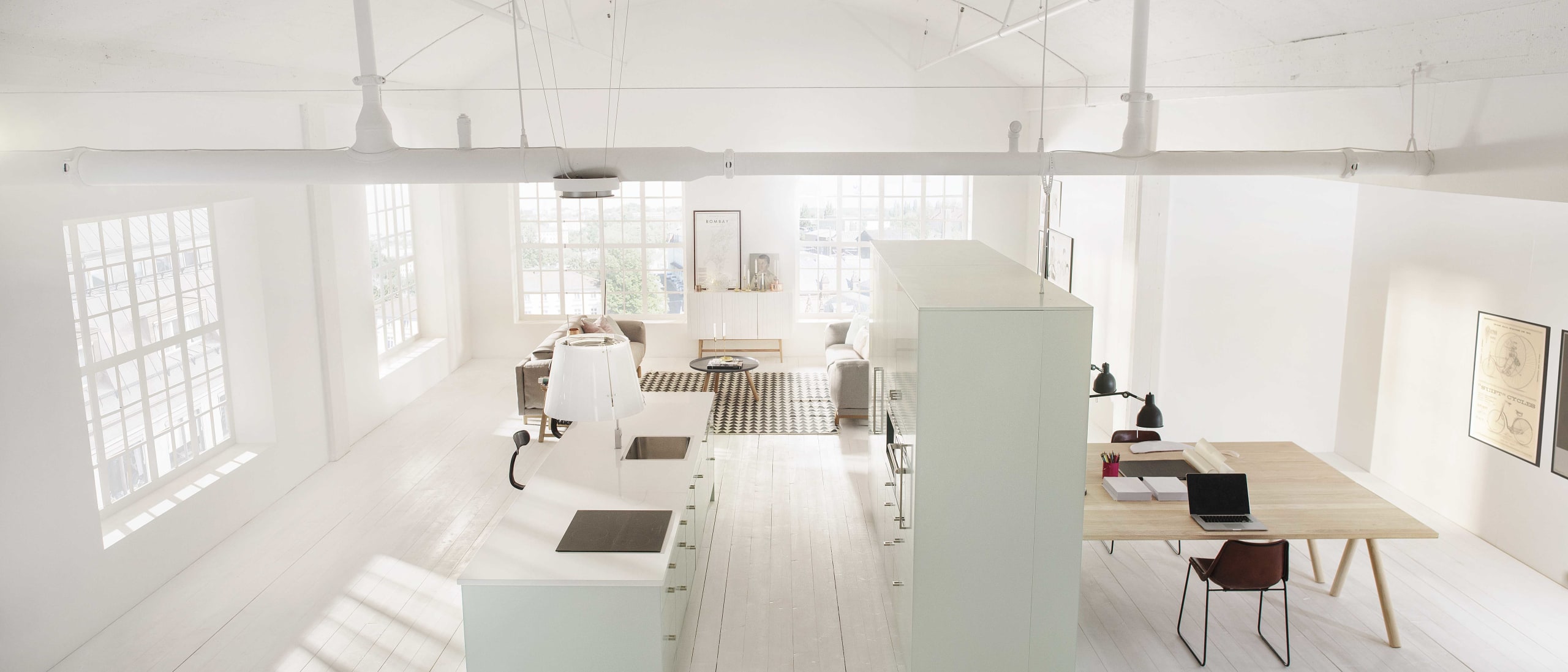 Marbodal Arkitekt plus Lin -  i lingrön kulör, köksö med bänkskiva i kvartskomposit