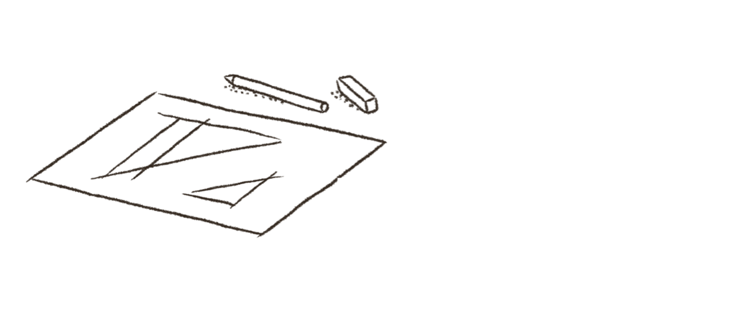 Illustration of a paper with some drawings and a pencil