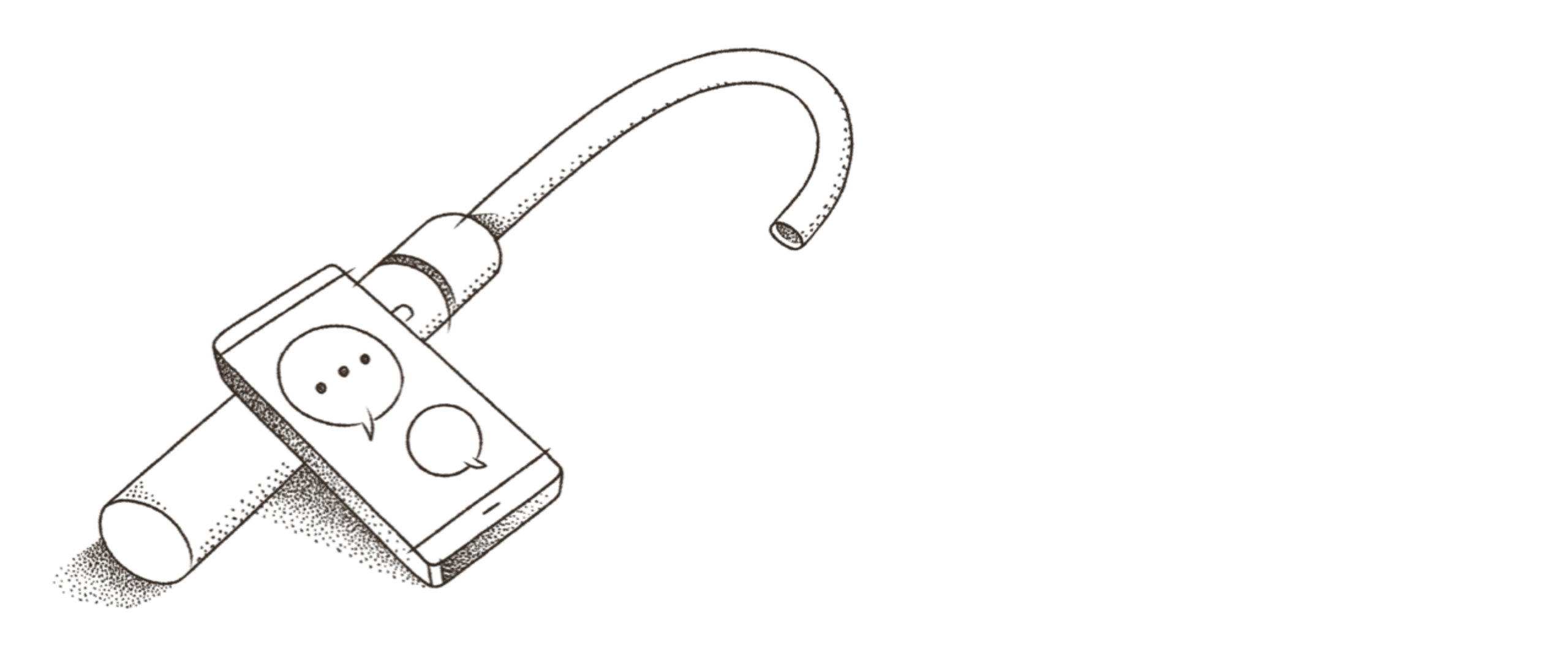 Illustration of a tap and a smartphone with speech bubbles on the screen