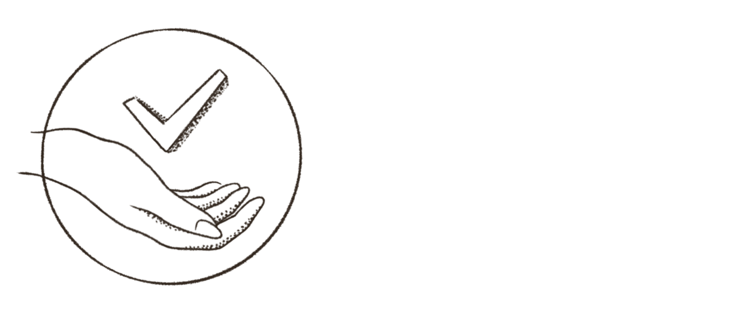 Illustration of hand with a checkmark hovering above it