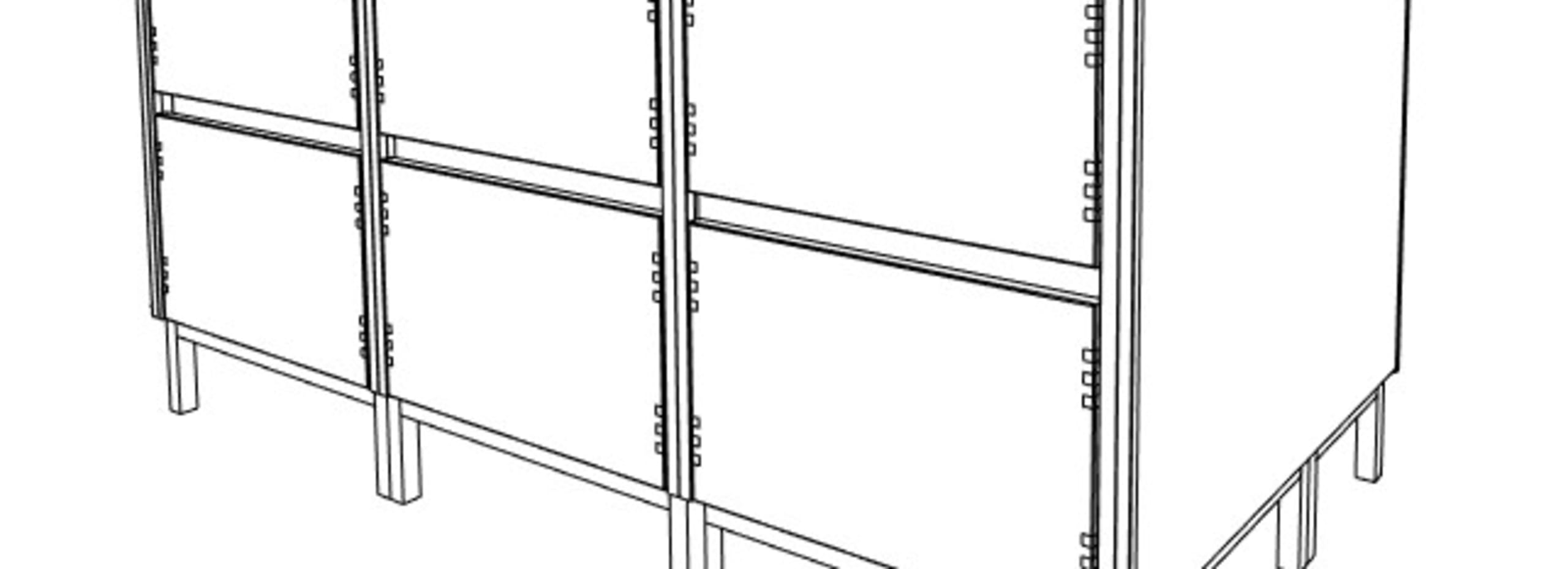 Illustration of a medium sized kitchen island with Nordic Craft cabinetry
