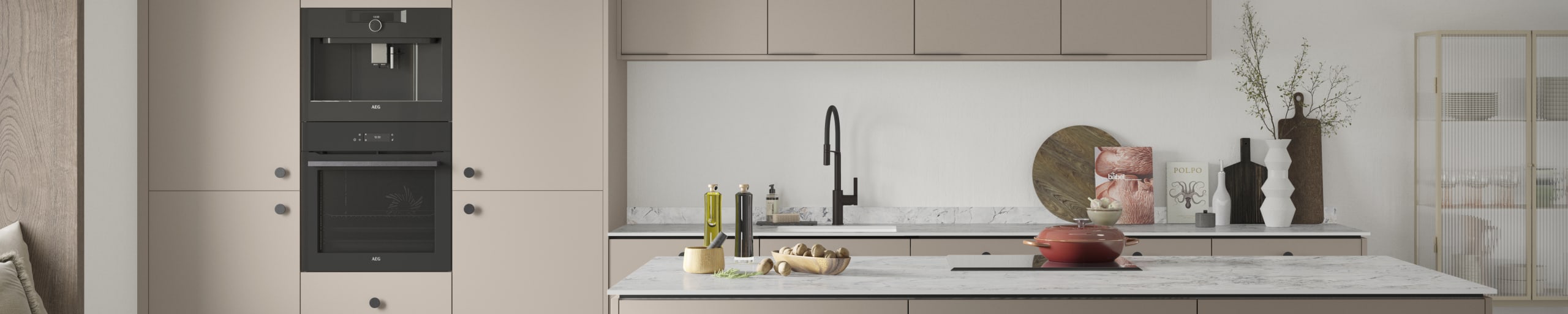 Soho Truffle Oil kitchen, a premium painted slab door from Magnet.
