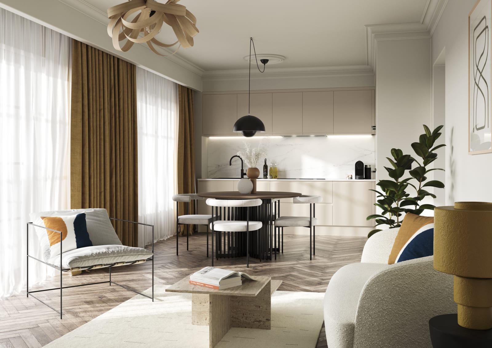 Luna in the shade Pebble is the ideal base for a minimalist kitchen design with its integrated handle that gives any kitchen a beautiful, sleek finish.
