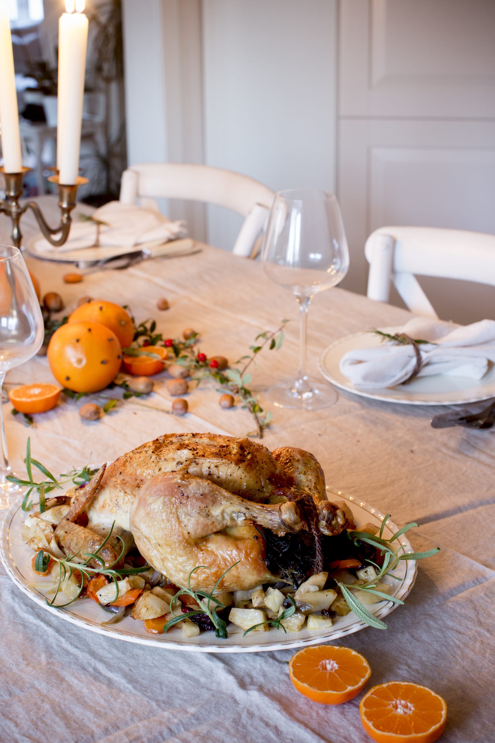 Mariangelas oppskrift, Ovnsbakt kylling med urter, rotgrønnsaker og appelsinsaus