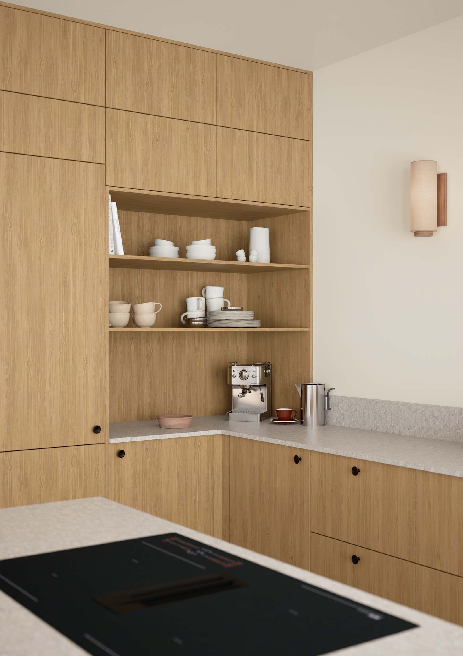 Favn er et kvalitetskjøkken inspirert av naturen. En vakker front i stående finer som gir hele kjøkkenet liv.