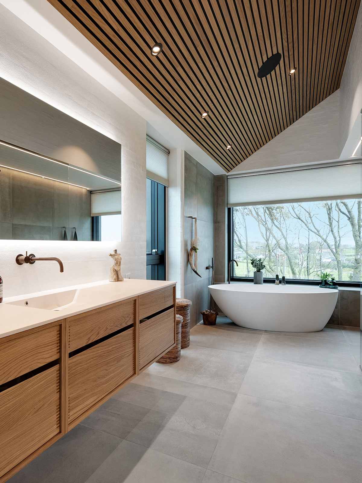 Master bathroom with a stunning view