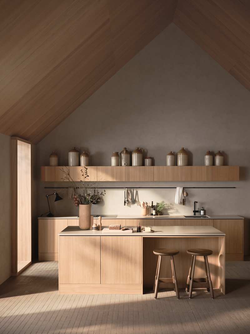 Within Wood kombinerer moderne design med gjennomtenkte funksjoner. Med vertikal trestruktur, naturlige materialer og gjennomtenkte detaljer skapes et rom som oppleves både rolig og innbydende.