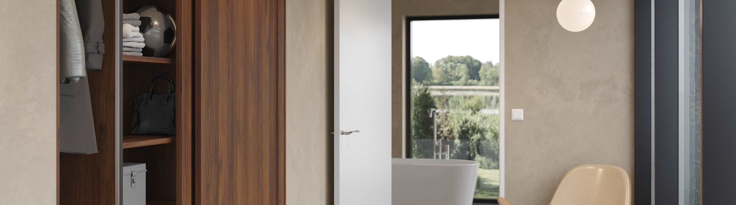 Garderobe skydedøre træ entre
