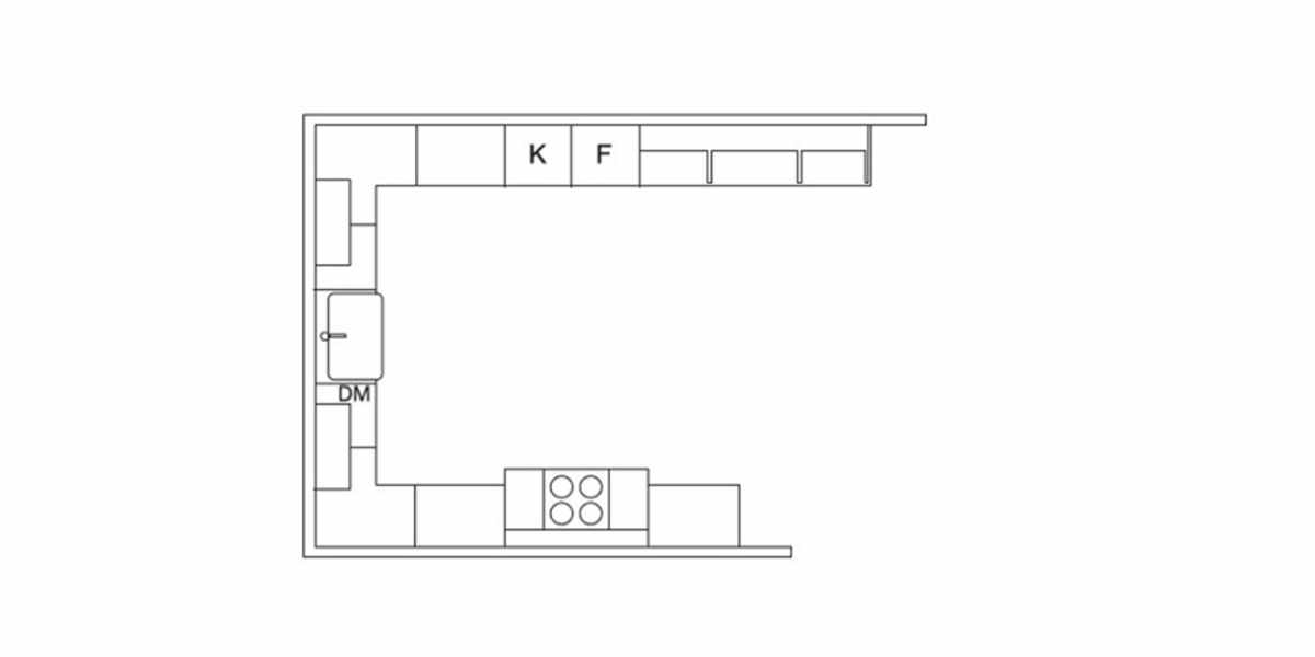 Illustration av u-format kök