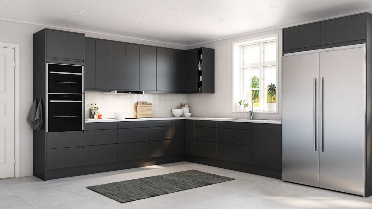 Herlig trendkjøkken med slette fronter og innfreste grep, som markerer modellens linjerene design. Horisont kjennetegnes av en klar og kjølig friskhet, noe som representerer ny nordisk design på sitt beste.