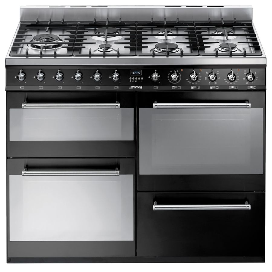 Smeg Symphony 110cm Black Dual Fuel Rangecooker Smeg Symphony 110cm Black Dual Fuel Rangecooker