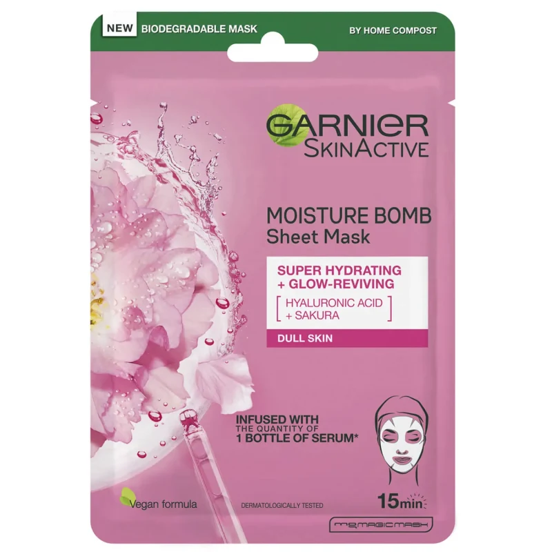 Garnier Moisture Bomb Sakura Hydrating Face Sheet Mask for Dull Skin - Tidal Beauty