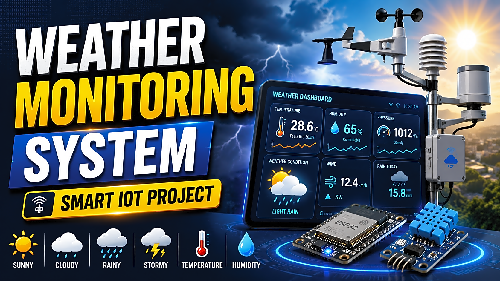 Weather Monitoring System Project Using IoT, ESP32 & Arduino