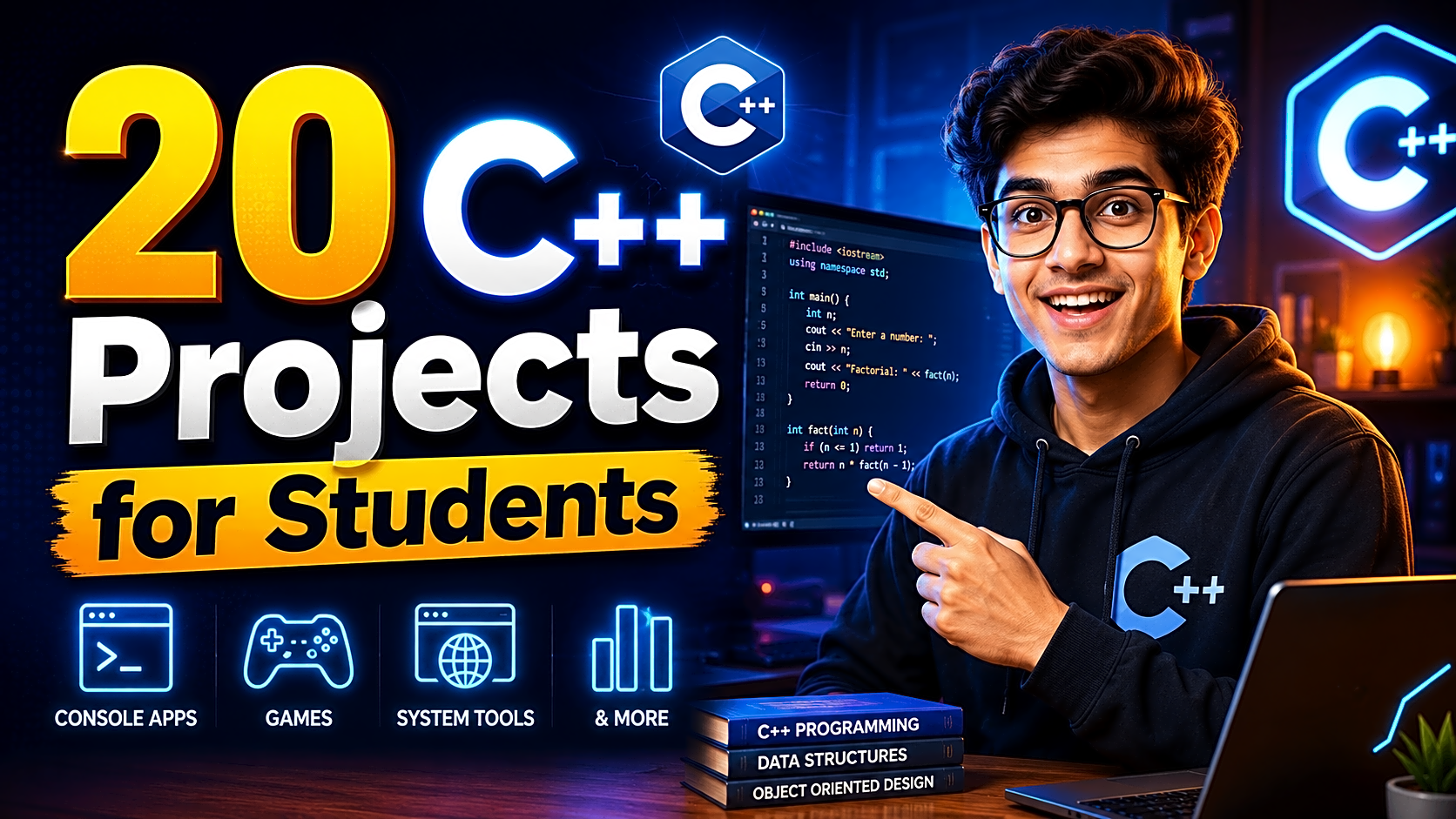 20 C++ Projects for Students with Source Code — cover image