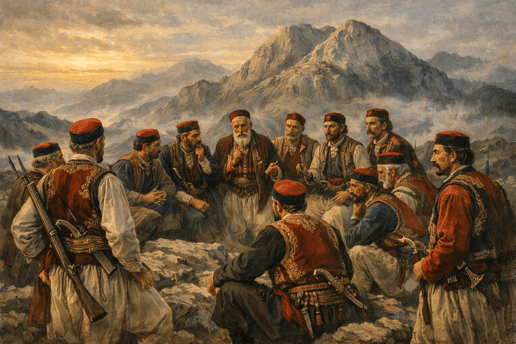 Akt I - Versammlung am Vorabend des Pfingstfestes auf dem Lovćen