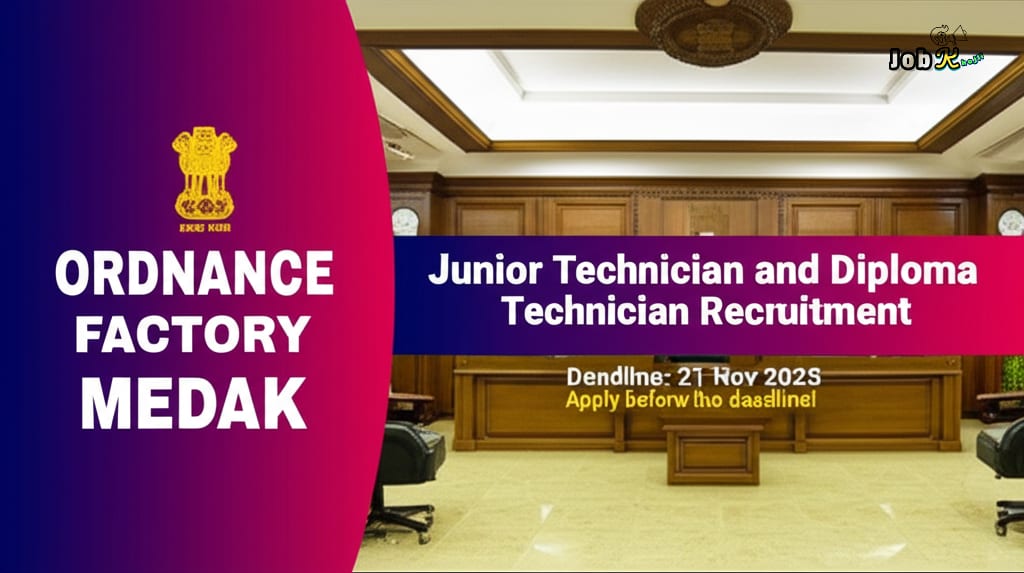 Junior Technician & Diploma Technician Recruitment 2025 at Ordnance Factory Medak