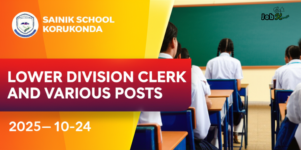 Lower Division Clerk & Various Posts Recruitment at Sainik School Korukonda 2025