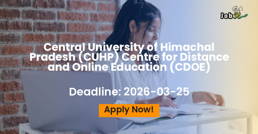 Admissions Open for PG Online Learning Programs at Central University of Himachal Pradesh (CUHP) CDOE