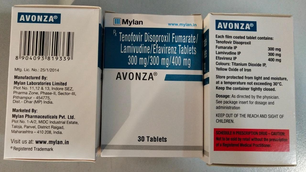 Avonaza (Tenofovir Disoproxil Fumarate Lamivudine Efavirenz) - Tenofovir Disoproxil Fumarate 300 Lamivudine 300 Efavirenz 400