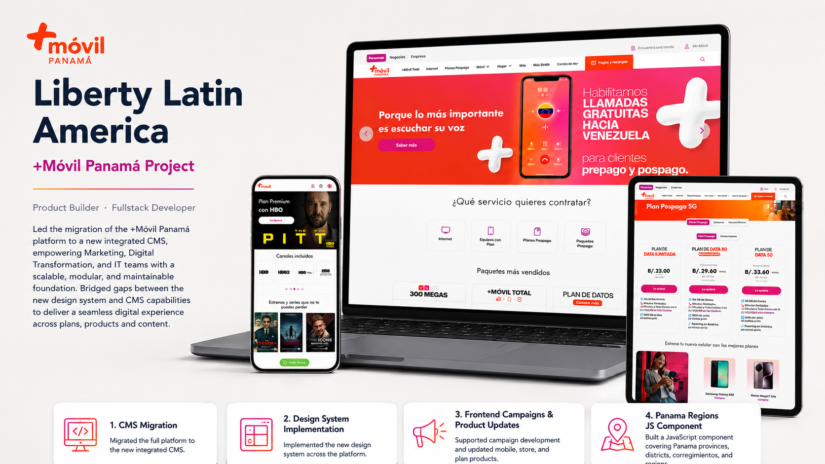 Liberty Latin America / +M&oacute;vil Panam&aacute; platform mockup