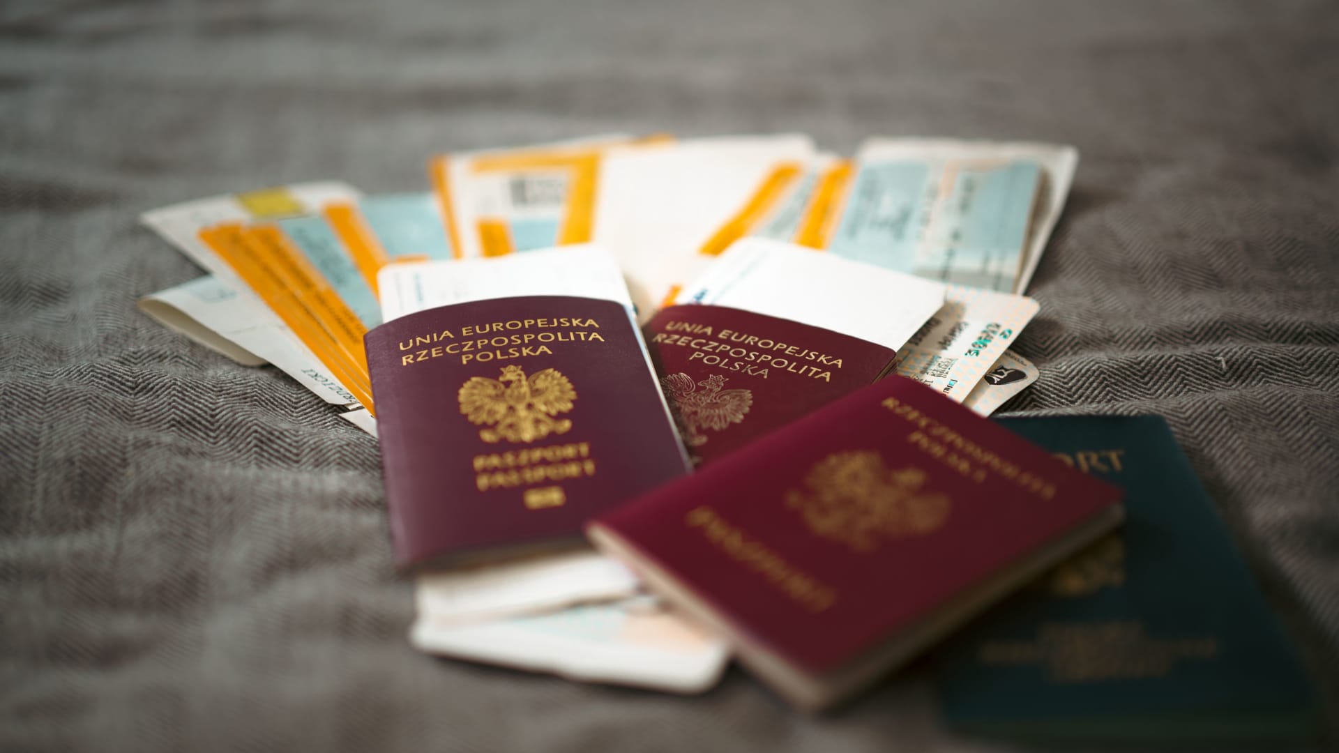 Passports and travel documents on a table
