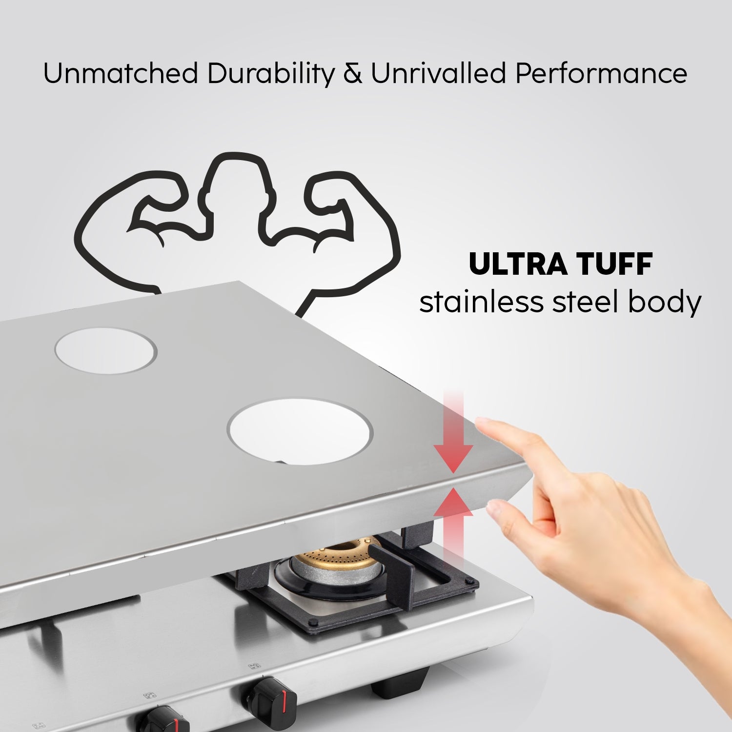 Glen India 3 Burner Ultra Tuff Stainless Steel Gas Stove with Forged Brass Burner - Manual/Auto Ignition (CT1053UTSS73)