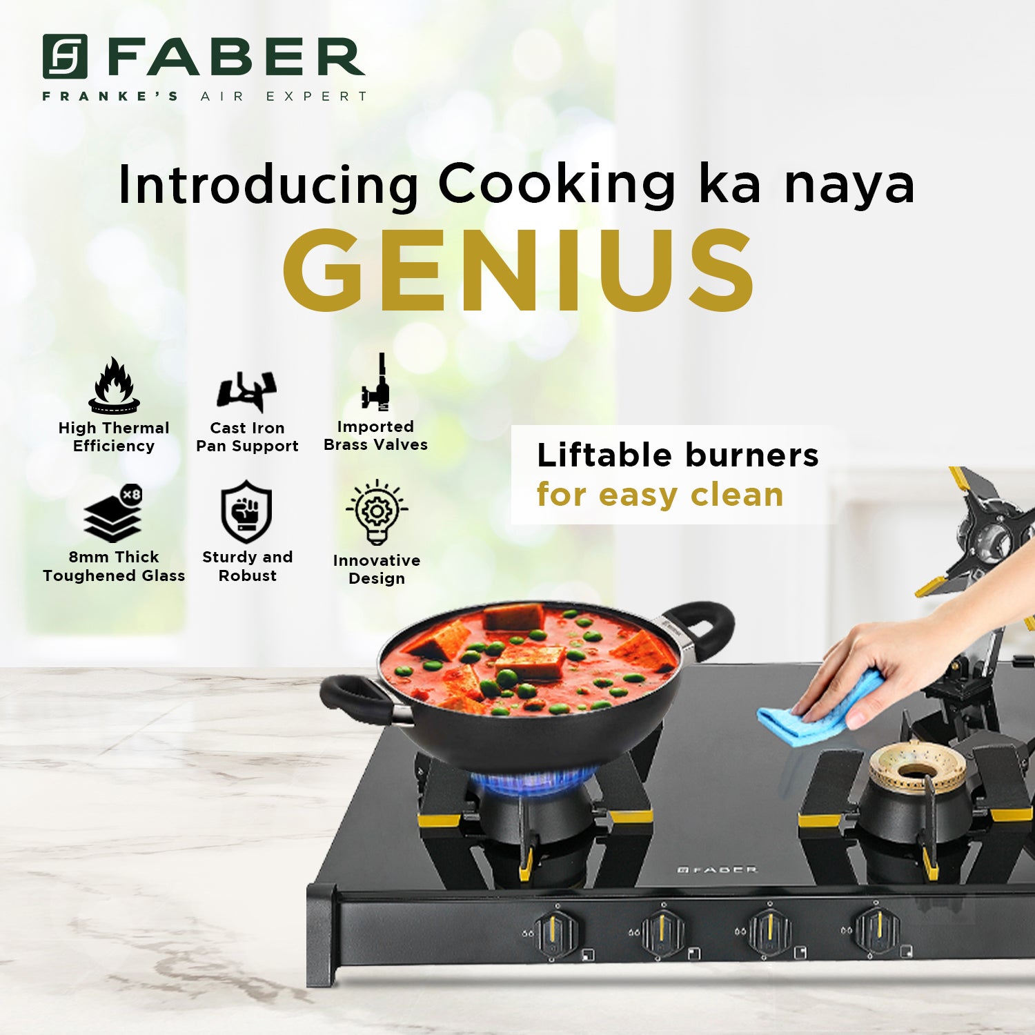 Faber India HOB COOKTOP GENIUS 704 BK