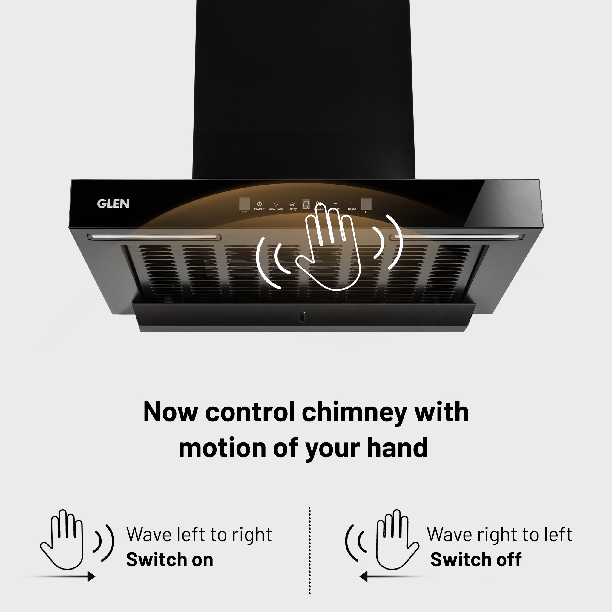Glen India Auto Clean Filterless Slim Chimney with Inverter Technology, BLDC Motor 1400 m3/h - 60/76/90cm (CH6052SLBLDCB)