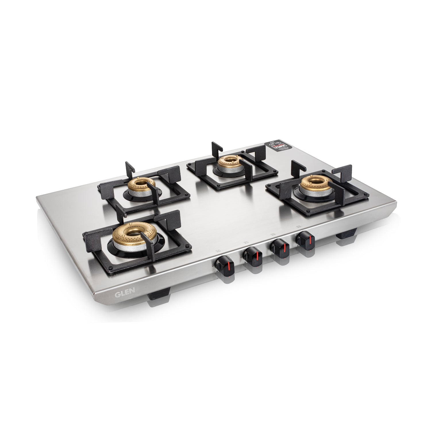 Glen India 4 Burner Ultra Tuff Stainless Steel Gas Stove with Forged Brass Burner - Manual/Auto Ignition (CT1054UTSS)
