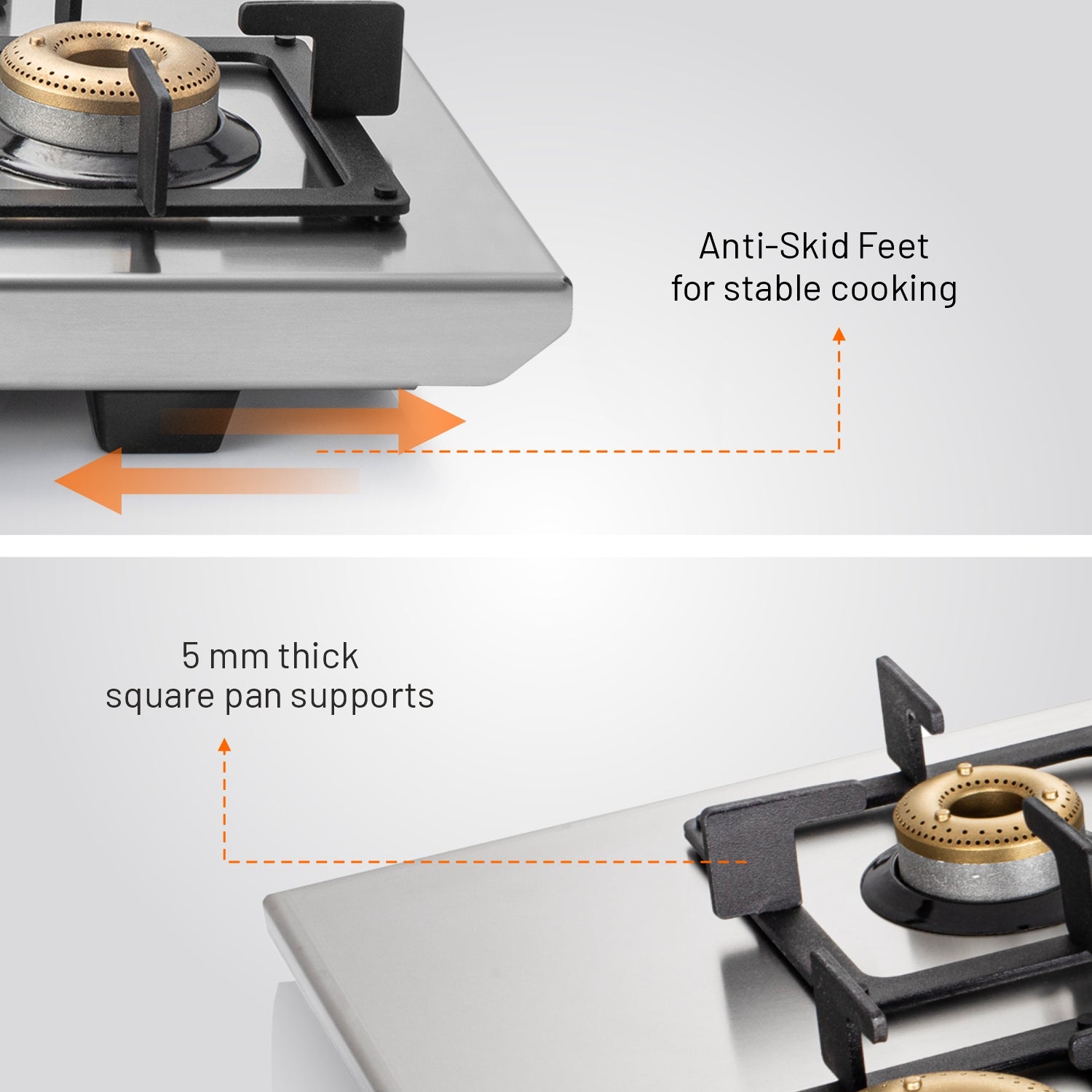 Glen India 3 Burner Ultra Tuff Stainless Steel Gas Stove with Forged Brass Burner - Manual/Auto Ignition (CT1053UTSS73)