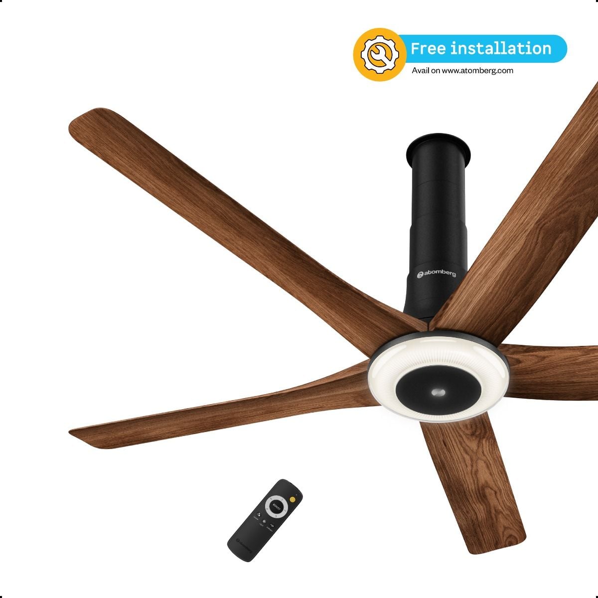 Atomberg Emperion Magna Smart 1280mm BLDC Ceiling Fan | Newly Launched | Remote Operated | BEE 5 star rated | Advance Air+ Technology | Silent Operation | 12W LED Underlight | 3+2* Year Warranty