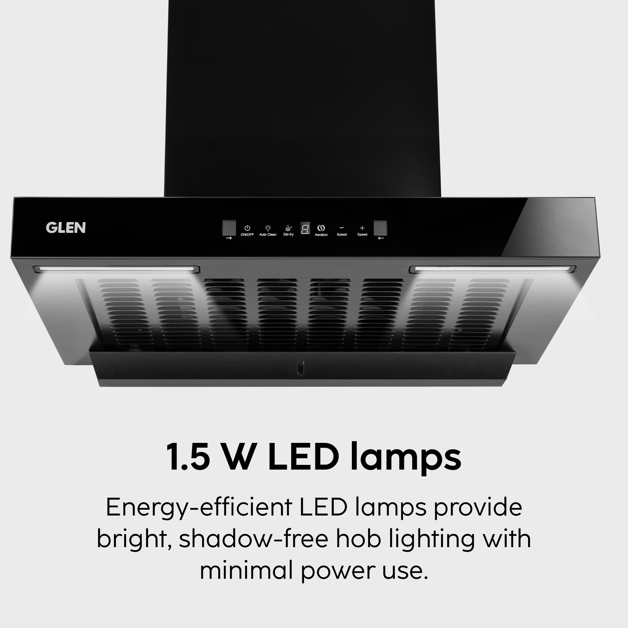 Glen India Auto Clean Filterless Slim Chimney with Inverter Technology, BLDC Motor 1400 m3/h - 60/76/90cm (CH6052SLBLDCB)